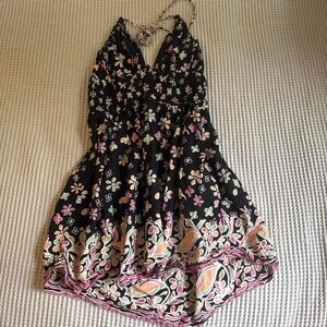 Vintage Nolita floral halter dress open back tie neck